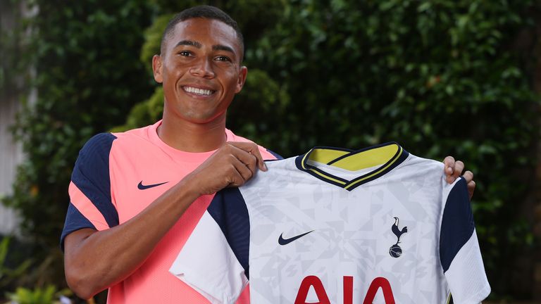 Tottenham Hotspur unveil new signing Carlos Vinicius at Tottenham Hotspur Training Centre 