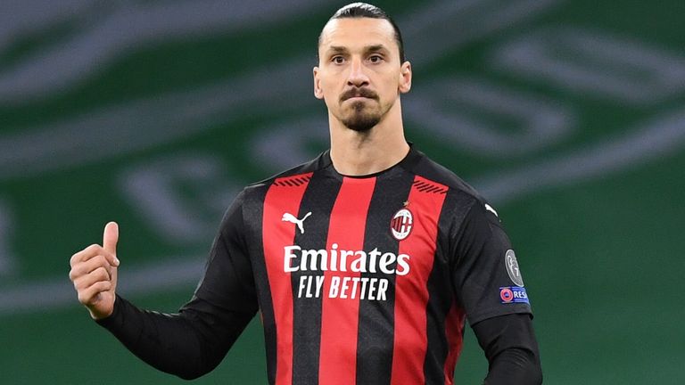 Zlatan Ibrahimovic in action for AC Milan during the UEFA Europa League match between Celtic and AC Milan at Celtic Park