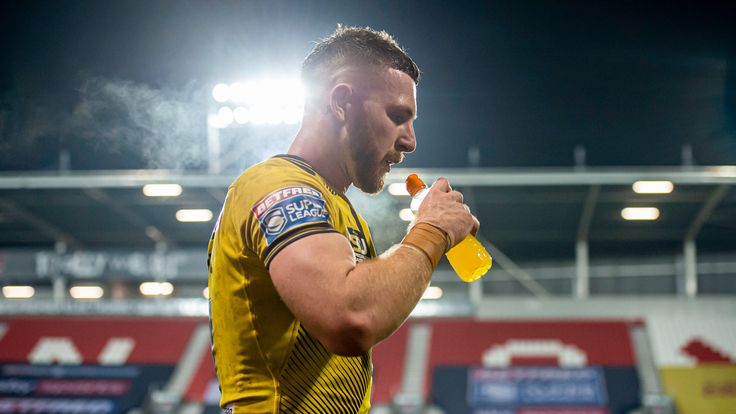 Picture by Allan McKenzie/SWpix.com - 30/10/2020 - Rugby League - Betfred Super League - St Helens v Wigan Warriors - The Totally Wicked Stadium, Langtree Park, St Helens, England - Wigan's Jackson Hastings after his side's victory over St Helens.