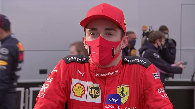 Ferrari's Charles Leclerc says he was satisfied with his fifth place finish in Imola.
