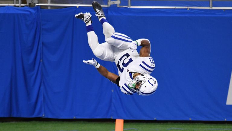 Nyheim Hines celebrated his incredible touchdown with a cartwheel as the Indianapolis Colts got off the mark against the Detroit Lions.