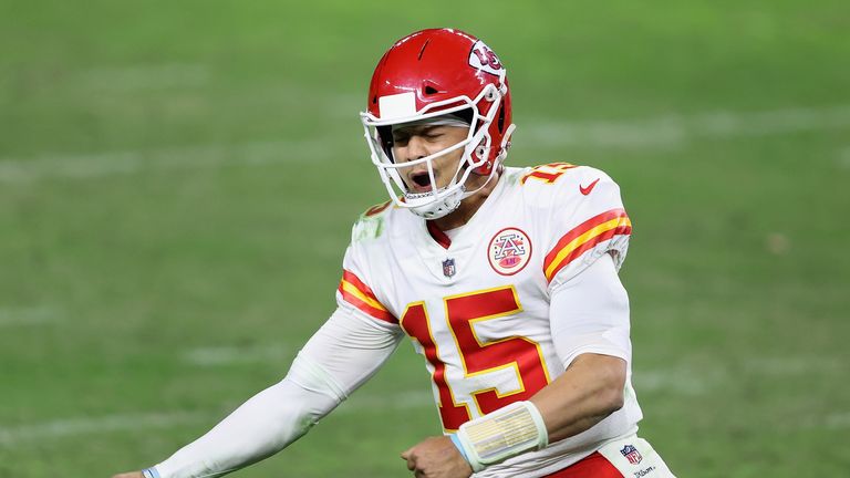 Relive some of Patrick Mahomes&#39; best plays for Kansas City as the defending champions beat Las Vegas in the NFL.
