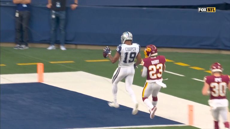 Dallas Cowboys quarterback Andy Dalton found Amari Cooper for a 54-yard touchdown against Washington on Thanksgiving.