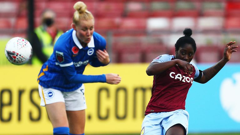 Anita Asante scores for Aston Villa in their first WSL win of the season
