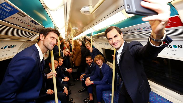 The eight singles players competing at the Nitto ATP Finals take the Jubilee line on the London Underground from North Greenwich station to Westminster station to attend the Nitto ATP Finals Official Launch