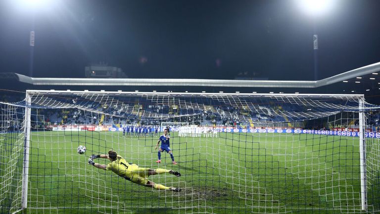 Peacock-Farrell in penalty shootout action against Bosnia in last month's semi-final