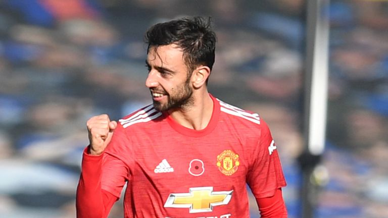 Bruno Fernandes scored twice in a crucial 3-1 win at Everton before the international break