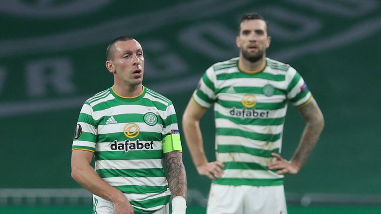 Scott Brown watches on as Celtic fall further behind to Sparta Prague