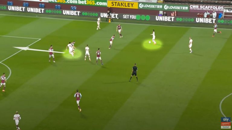 Che Adams runs in behind for Southampton against Burnley