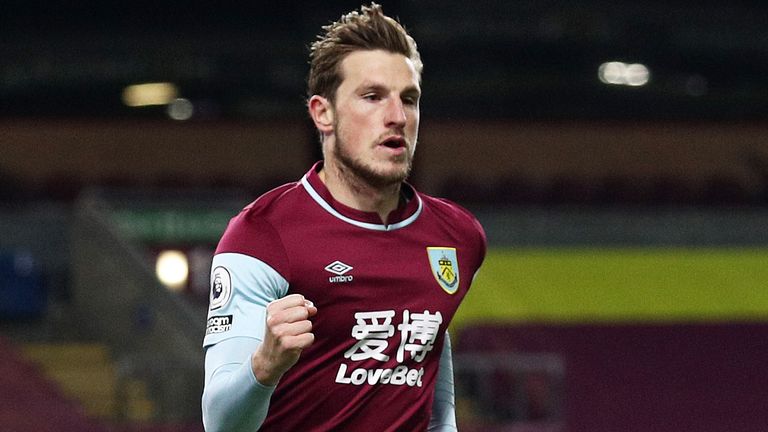 Chris Wood celebrates scoring for Burnley against Crystal Palace