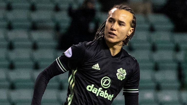 Celtic's Diego Laxalt celebrates after making it 2-2 at Hibernian