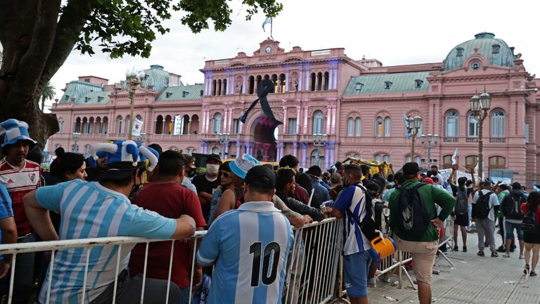 Big crowds gathered outside the presidential palace in Buenos Aires