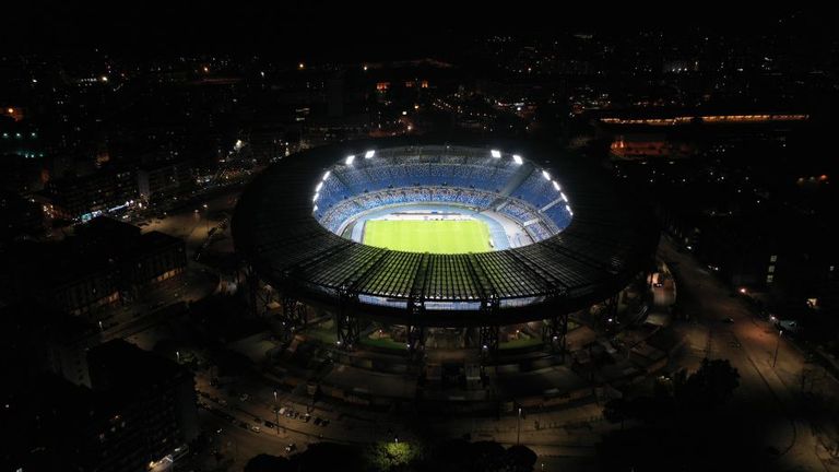 Napoli's San Paolo stadium in Naples was lit up on Wednesday evening as a tribute to the late Maradona in memory of his glorious time at the Italian club