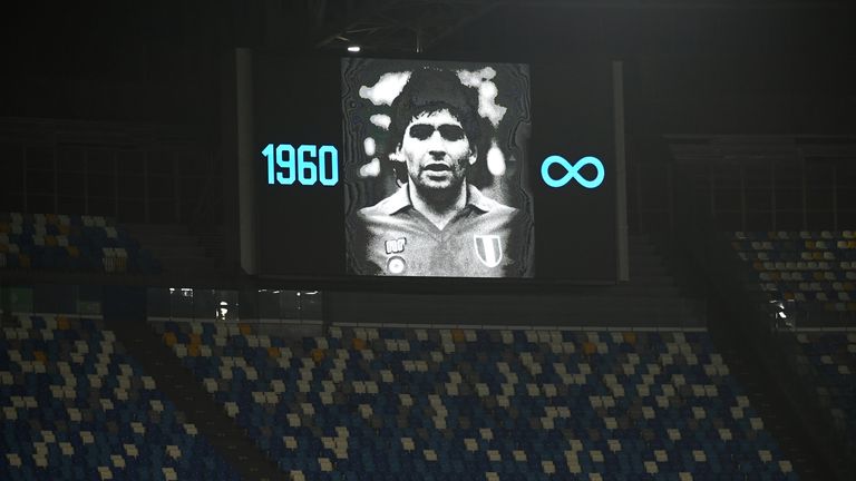 The Stadio San Paolo was illuminated in Diego Maradona's honour