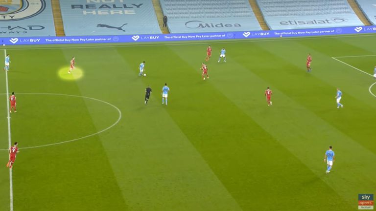 Diogo Jota was caught ahead of the play in the build-up to Kevin De Bruyne's shot in Liverpool's draw at Manchester City