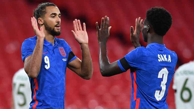 Dominic Calvert-Lewin and Bukayo Saka celebrate during England's win over the Republic of Ireland