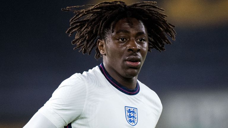 Eberechi Eze in action for England&#39;s U21s