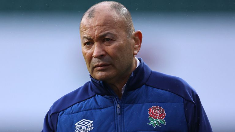 England Head Coach Eddie Jones looks on prior to the 2020 Autumn Nations Cup, Quilter International match between England and Georgia at Twickenham Stadium on November 14, 2020 in London, England. Sporting stadiums around the UK remain under strict restrictions due to the Coronavirus Pandemic as Government social distancing laws prohibit fans inside venues resulting in games being played behind closed doors. (Photo by Richard Heathcote/Getty Images)