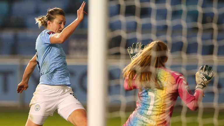 Ellen White scores against Bristol City in the WSL