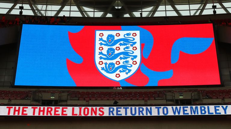 England logo on big screen at Wembley