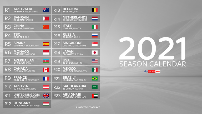 F1 calendar