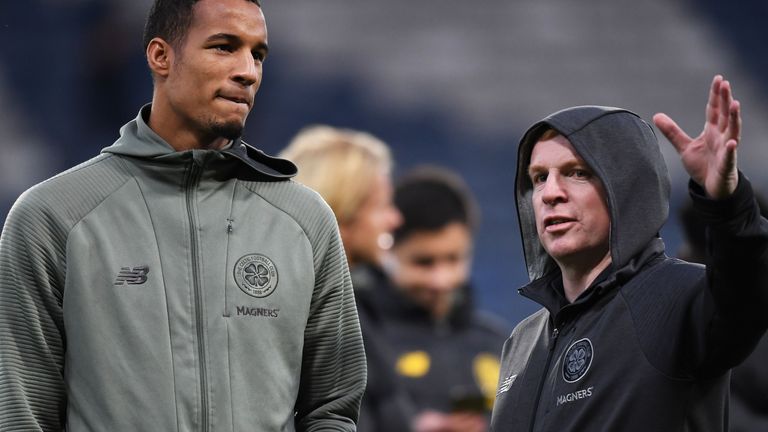 Celtic defender Christopher Jullien and manager Neil Lennon