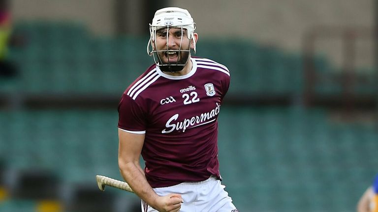 Jason Flynn of Galway celebrates his side's third goal