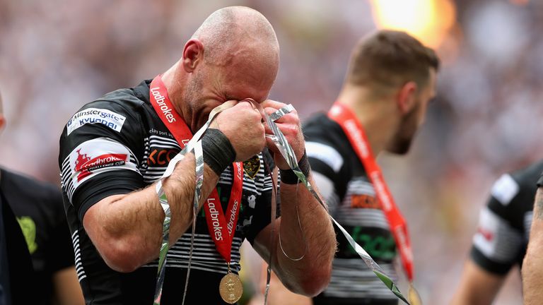 An emotional Ellis pictured after the Challenge Cup final in 2017
