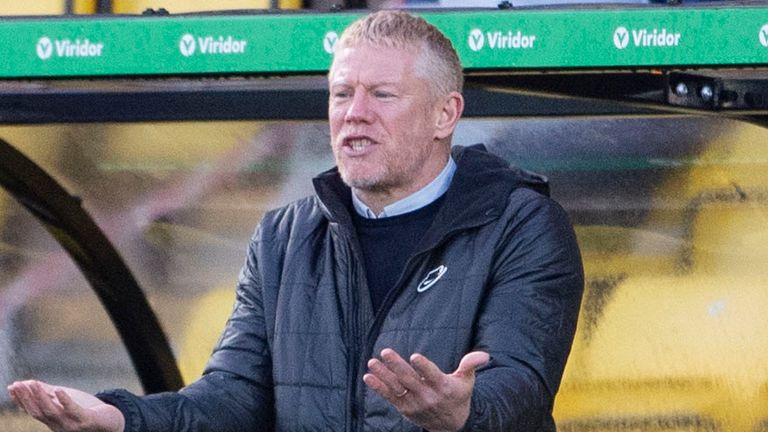 Livingston manager Gary Holt on the sidelines as his side are beaten