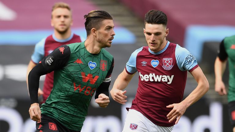 Jack Grealish (left) represented Rep Ireland at U21 level, Declan Rice (right) at senior level