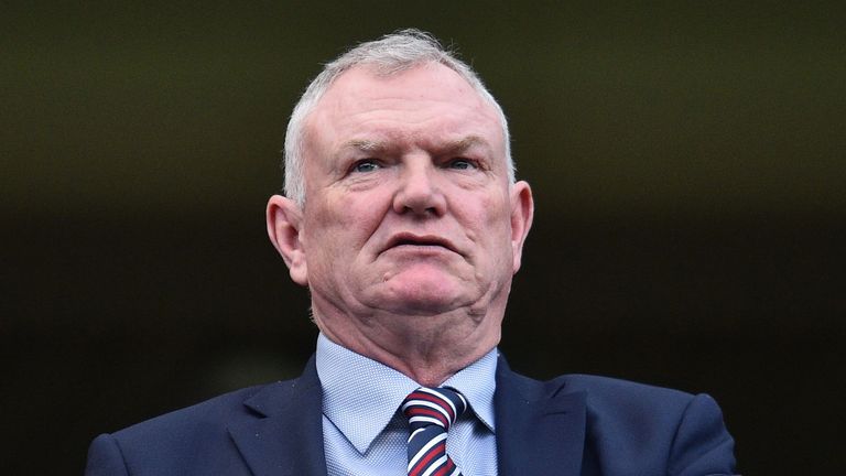 FA Chairman Greg Clarke takes his seat for the English FA Cup fourth round football match between Chelsea and Newcastle United at Stamford Bridge in London on January 28, 2018.