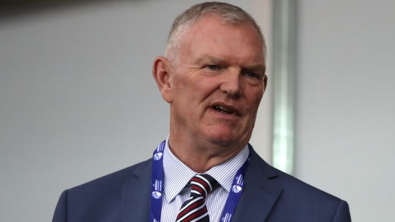 Greg Clarke (left) pictured while attending the UEFA European Under-21 Championship in 2017