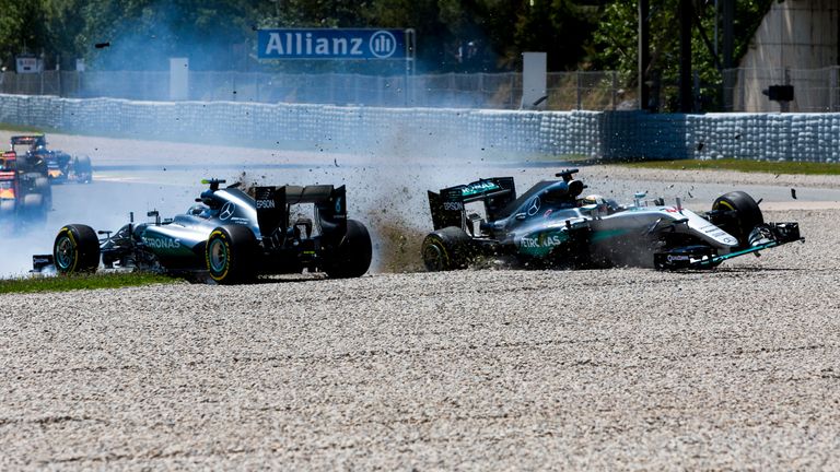 Hamilton and Rosberg controversially crashed at the 2016 Spanish GP, and Rosberg won that year's championship before retiring