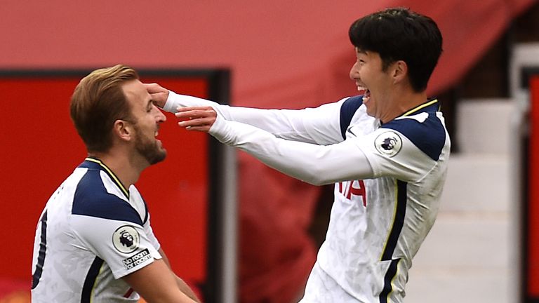 Harry Kane and Son Heung-min celebrate a Spurs goal