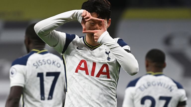 Heung-min Son celebrates his opener