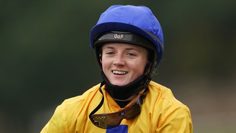 Jockey Hollie Doyle after winning the Phil Bull Trophy Conditions Stakes on Stag Horn at Pontefract Racecourse.