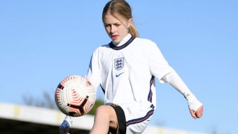 Imogen Papworth-Heidel shows off the skills she hopes may lead to an England Lionesses call-up one day