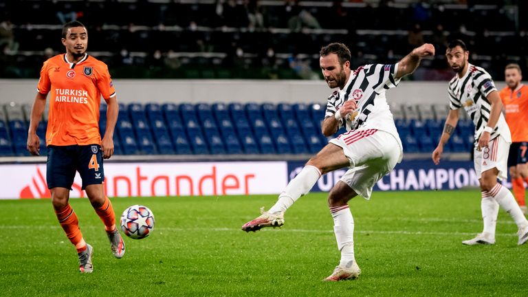 Juan Mata shoots against Istanbul Buyuksehir
