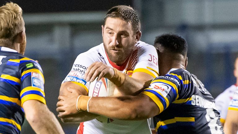 Picture by Allan McKenzie/SWpix.com - 13/11/2020 - Rugby League - Betfred Super League Playoff - Catalans Dragons v Leeds Rhinos - Halliwell Jones Stadium, Warrington, England - Catalans' Julian Bousquet.