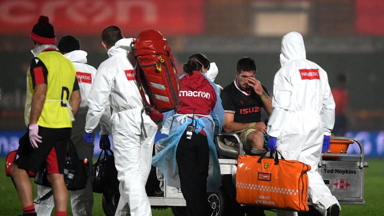 Justin Tipuric of Wales is taken off due to injury 