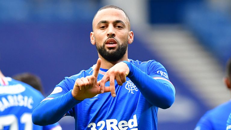 Kemar Roofe celebrates after putting Rangers 2-0 up against Aberdeen