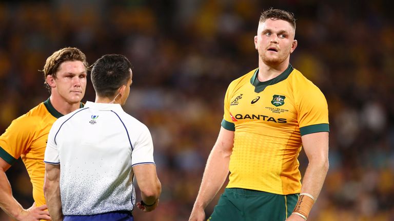 Wallabies flanker Lachlan Swinton is sent off