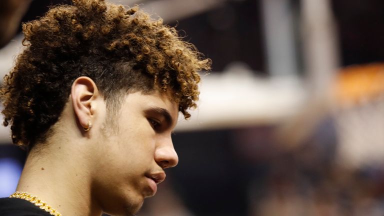 Lamelo Ball of the Hawks stands during a timeout during the round 15 NBL match between the Illawarra Hawks and the South East Melbourne Phoenix