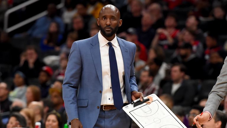 Head coach Lloyd Pierce of the Atlanta Hawks looks on during the first half against the Washington Wizards at Capital One Arena on March 06, 2020 in Washington, DC