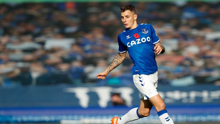 Lucas Digne in action for Everton