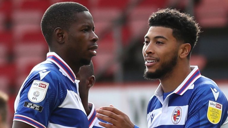 Josh Laurent speaks to Reading team-mate Lucas Joao 