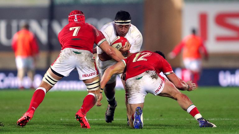 Mako Vunipola carries into contact for England