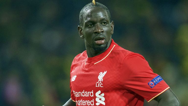 Mamadou Sakho in Europa League action for Liverpool in 2016