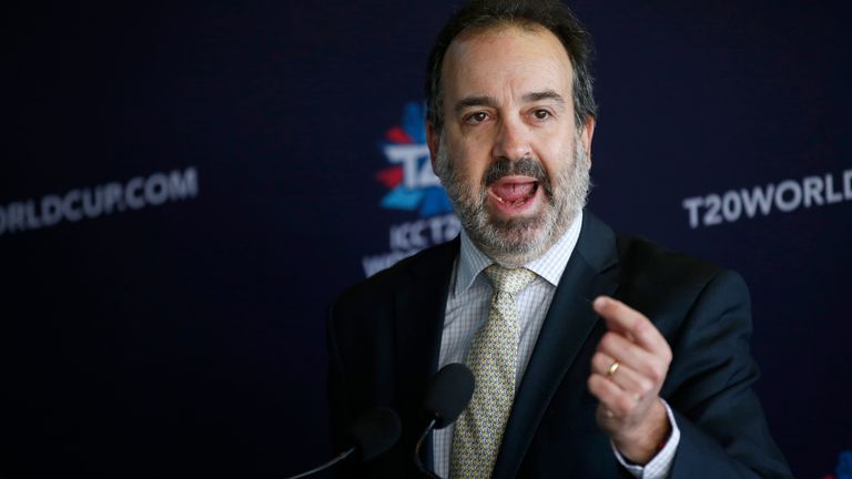 Minister for Sport Martin Pakula speaks to he media during the ICC Women's T20 World Cup 2020 100 Days To Go event at Melbourne Cricket Ground on November 13, 2019 in Melbourne, Australia