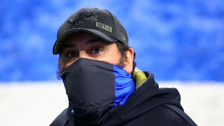  Head coach Matt Patricia of the Detroit Lions looks on prior to their game against the Washington Football Team at Ford Field on November 15, 2020 in Detroit, Michigan